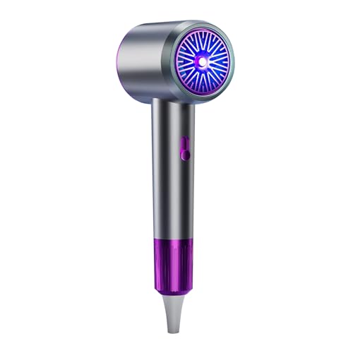 Secador de pelo de alta velocidad con luces intermitentes y secador de pelo de iones negativos con secado turbo para carreras rápidas para evitar daños por calor, preservar y reducir la cutícula