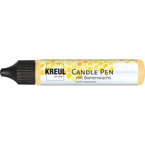 KREUL 49714 - Candle Pen, Gold, 29 ML, Crayon pour Bougies avec Pointe Fine, Peinture à la Cire d'abeille pour décorer et Peindre des Bougies
