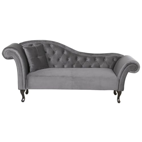 Image of Velvet Modern Chesterfield Chaise Lounge Couch 188 X 61 X 76 for Your Loving Space, (Dark Grey, Standard)