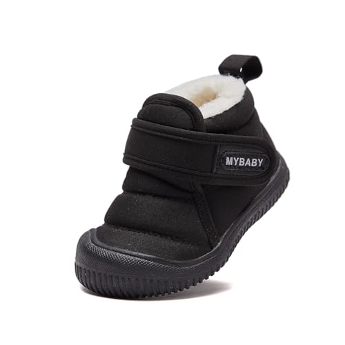 Best Winter Boots for 1 Year Old: Keep Tiny Feet Toasty! 15 Baby Winter Snow Boots for Toddlers 1-3 Years Anti-Slip Outdoor Booties with Plush Faux Fur Lining, Lightweight & Warm for Boys & Girls (556-Black-20, 12-15 months)