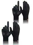 TRENDOUX Merino Wool Gloves for Women: 2 Pairs Womens Cold Weather Warm Touch Screen Knit Gloves, Ladies Lightweight Thin Thermal Fleece Glove for Walking Driving Texting Gift Medium Size BLACK