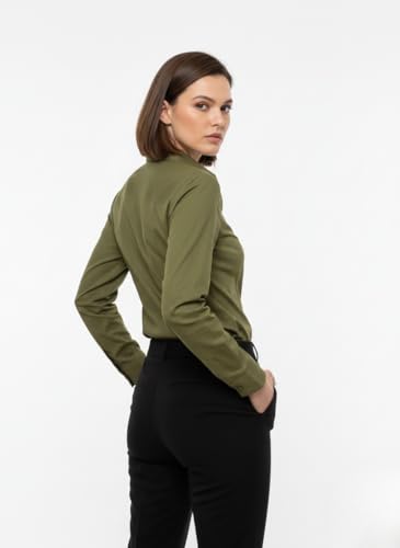 Image of modny Women Formal Cotton Shirt | Full Sleeve Regular Fit with V-Shape Collar | Stylish Casual & Office Wear Shirt | Available in Plus Sizes