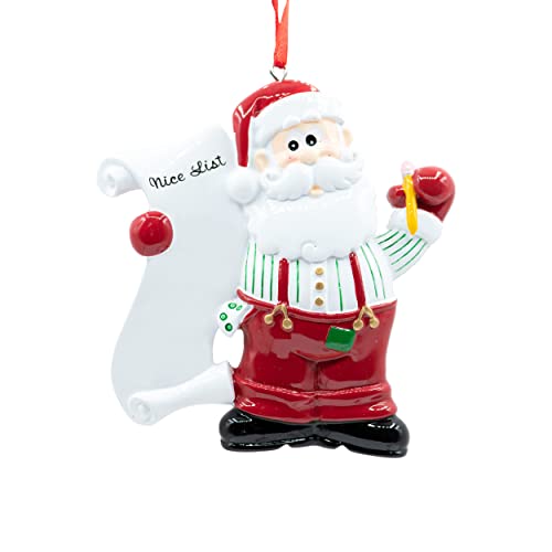 Uniqxmas Personalized Santa Christmas Ornament 2023 - Free Customization | Santa Claus With Nice List, Jolly Santa Figurine And Wish List For Xmas Tree | Unique Keepsake - Custom Name & Year #TOP1