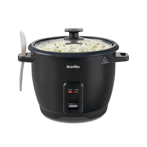 Breville Electric Rice Cooker | 1.8L (10 Cup) Capacity | Serves up to 8 People | Keep Warm Function | Non Stick Removable Bowl | Spoon & Measuring Cup Included | VTP209 Black