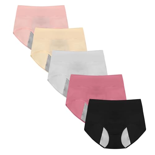 RUNYA Damen Perioden Unterwäsche Unterhosen Baumwolle Slip Postpartum Menstruation Unterwäsche 5er Pack