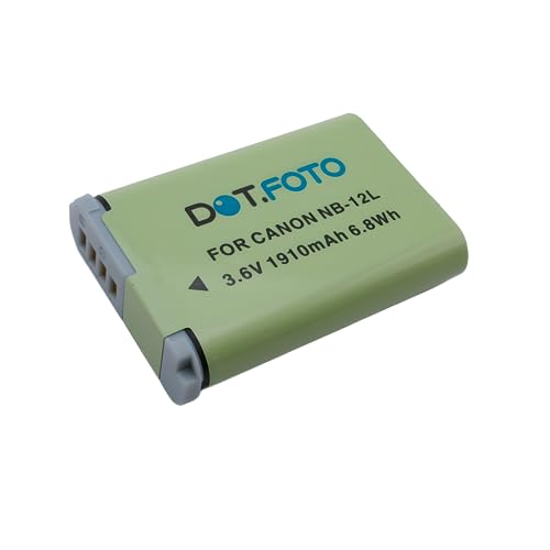 Dot.Foto NB-12L Premium 3.6v /1910mAh Batterie Rechargeable pour Canon PowerShot N100, G1 X Mark II, Legria/Vixia Mini X