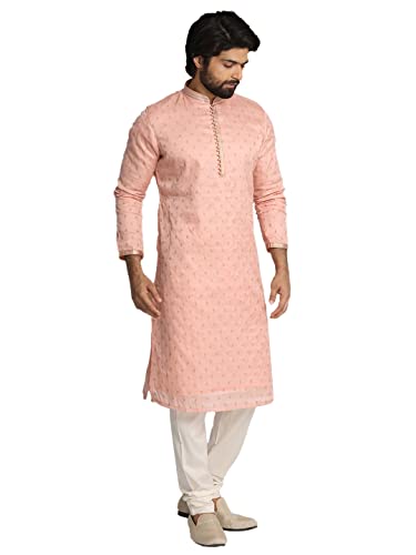 Image of Manyavar Men's Hand Embroidered Kurta Set (2pcs) with Minimalist Motifs