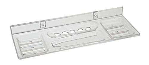 Image of Transparent Heavy Duty 16-Inch Wall Mount Shelf with Soap Dish /Shelf & Toothbrush Holder | ABS Plastic Bathroom & Kitchen Organizer | Durable, Space-Saving & Stylish (Pack of 1)