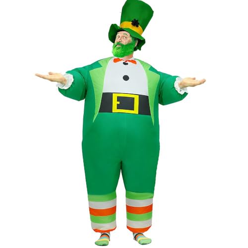 Rafalacy Costume gonflable de la Saint-Patrick pour adulte - Costume de leprechaun gonflable - Pour fête amusante - Vert