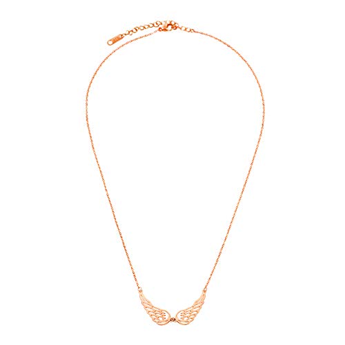 Angel Wings Necklace Choker Necklace Simple Stainless Steel Pendant Rose Gold Tone Guardian Angel Wings Jewelry For Woman Girls Necklace