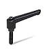 Nylon Black Metric Adjustable Handle, Threaded Stud, 63mm Length, 45mm Height, M8 x 1.25mm Thread, 12mm Thread Length (Pack of 2)
