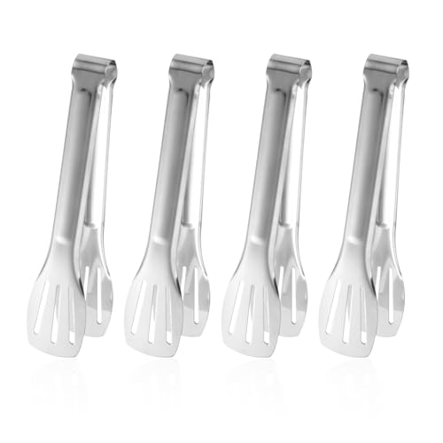 DHSBGWSX Lot de 4 pinces alimentaires en acier inoxydable - Accessoires de cuisine pour barbecue, buffet, salade