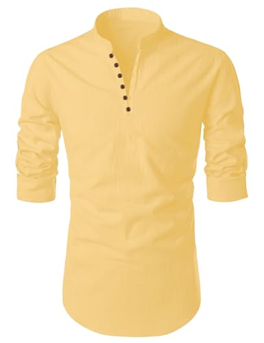 Image of FINIVO FASHION Men's Cotton Blend Regular Full Sleeve Straight Short Kurta Shirt, Casual and Formal Wear