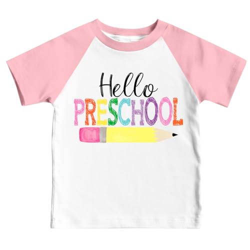 IFQ Kids Toddler First Day of Preschool Shirt 4T 5T 6T Boy Girl Pre K Pencil T-Shirt Back to School Tee White