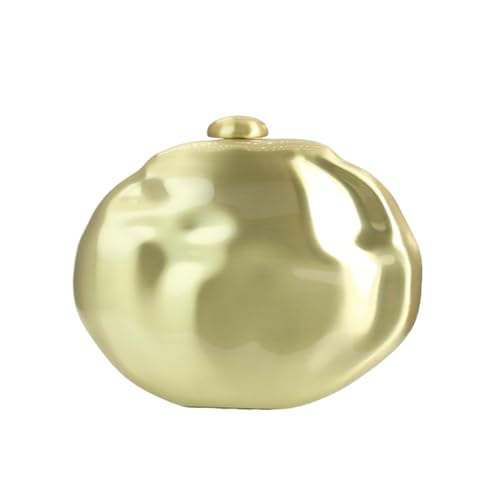 Women's Round Metal Evening Bag with Chain Sparkly Metallic Clutch Purse Shoulder Bag for Wedding Party