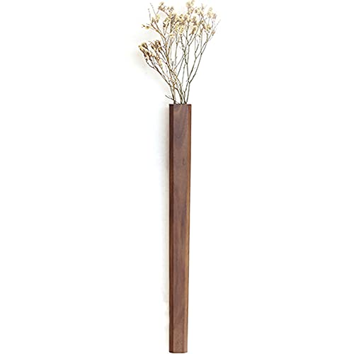 HIGHAWK壁掛け 木製 花 フラワー 花瓶 一輪挿し ミニ花器 透明 水耕栽培 玄関 リビングルーム フラワーベース 装飾 ウォール 試験管(黒クルミ)