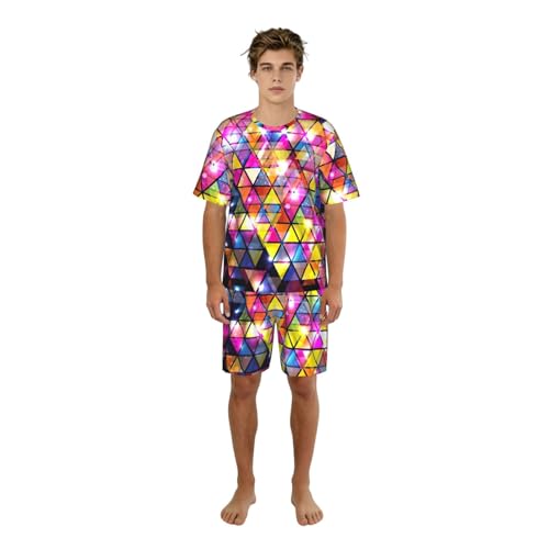 Pyjama homme 2 pièces manches courtes imprimé géométrique léger