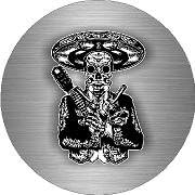 Biker Sugar Skull Biker Mexican Gun - Adhesivo redondo de vinilo de 5.0in, diseño de calavera mexicana