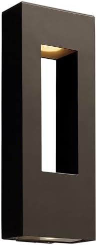 Hinkley Atlantis Large Wall Mount Outdoor Lantern, Aluminum, Etched Glass Lens, Integrated LED, Dark Sky, Bronze Finish