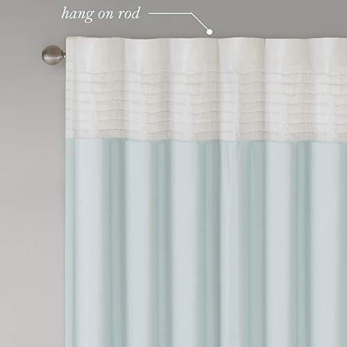 Madison Park Amherst Single Panel Faux Silk Rod Pocket Curtain With Privacy Lining For Living Room, Window Drape For Bedroom And Dorm, 50X84, Aqua #TOP2