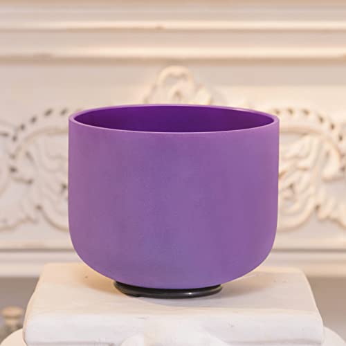 KVKA-Frosted-Crystal-Singing-BowlB-Note-Crown-Chakra-8-inch-with-Carrying-Case-Purple