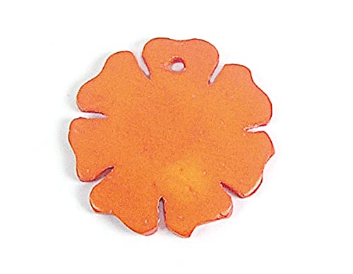 Pendentif en bois marguerite orange 25 mm léger pour bijoux
