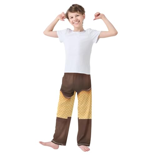 Chocolate Cone Boys Pants Boys Athletic Pants Long Pant for Boywith Pockets Wide-Leg Size 6-14Y3