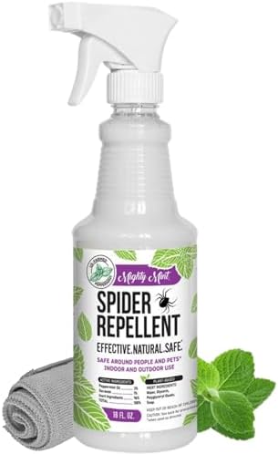 Mighty Mint Peppermint Oil Spider Repellent Spray with Microfiber...