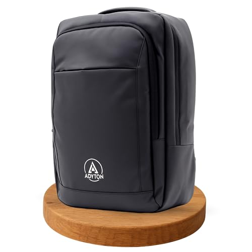 ADYTON -Mochila para Portatil de 13” -17.3' Impermeable Acolchada Antirobo – Mochila Oficina Hombre Mujer, Grande, para Trabajo, Universidad, Colegio, Viaje, Moto, Escolar, Negro, Laptop.
