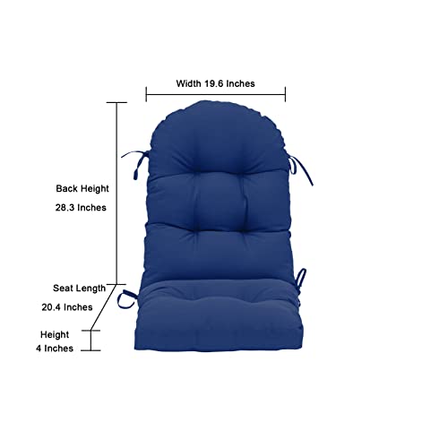 Image of QILLOWAY Outdoor High Back Chair Cushion for Adirondack, All Weather Rocking Chair Cushions Thick Padded Replacement for Patio Furniture Set of 4,Navy
