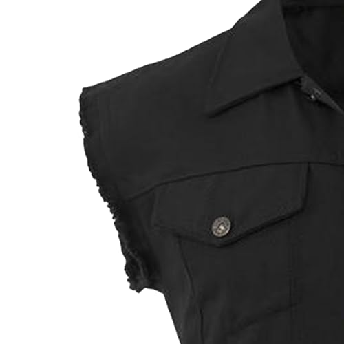 Men's Casual Ripped Jean Vest Lapel Trucker Sleeveless Cowboy Outerwear Slim Fit Retro Casual Denim Vests3