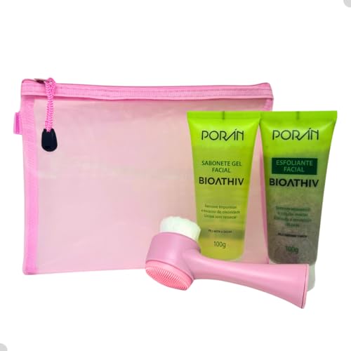 Kit Completo de Cuidados Faciais Sabonete, Esfoliante e Escova 2 em 1 Limpeza Profunda, Hidrata&ccedil;&atilde;o...