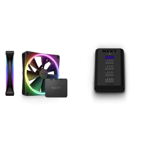 Image of NZXT RGB 140mm Twin Fan Pack and Internal USB Hub - 2X Dual-Sided RGB 140mm Fans, RGB Controller, 4 Port USB 2.0 Internal Hub