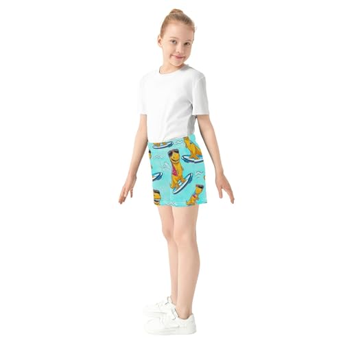 Cartoon Yellow Surfboard Blue Girls Lounge Shorts Cute Athletic Summer Patterned Pajama Youth Kids Clothes, X-Small4