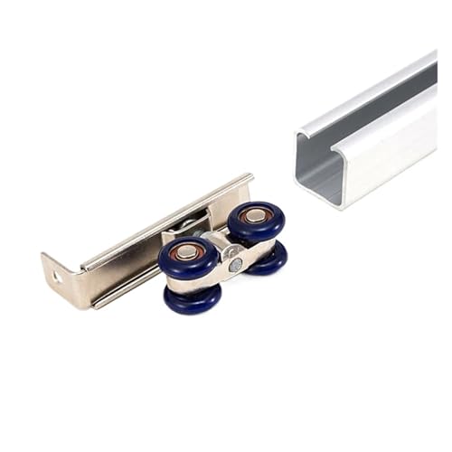 Guia Puerta Corredera Juego de 2 rodillos for puertas corredizas, poleas de 4 ruedas for puertas corredizas de madera, for colgar puertas de casa y habitaciones.
