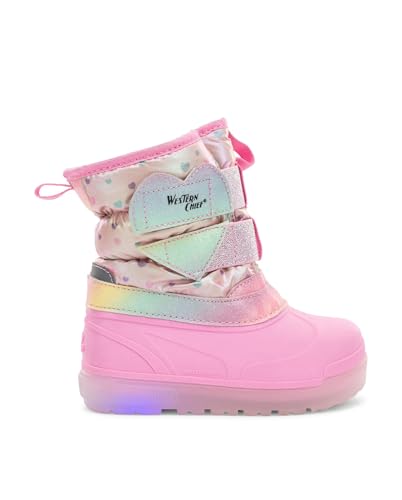 Western Chief Kids Denali Lighted Faux Fur Cold Weather Boots – Waterproof Snow Boots with Reflective Glitter, Warm and Cozy Winter Boots for Toddlers and Kids