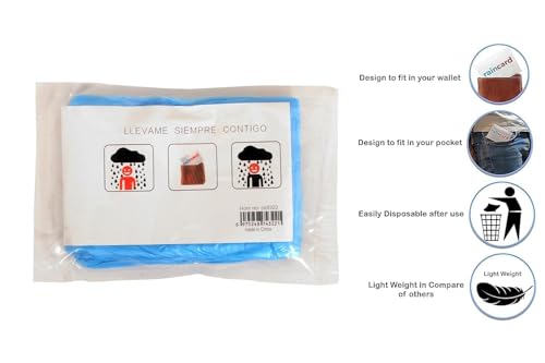 Image of Chavir 8 Pcs Disposable Raincoat for Emergency Use | Pocket Size Waterproof Rain Card | Reusable 2-3 Times | Lightweight Compact Rainwear for Men & Women (Multicolor, Free Size)