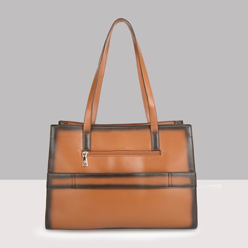 Image of Caprese Dee Large Laptop Compatible Tote Bag for Women with Multi Compartments | Stylish Shoulder Bag with Premium Metal Letter Logo | Perfect for Daily Use Work, Office & Professionals