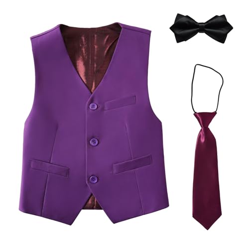 Boy's Suit Vest with Bowtie and Tie Kids Suits for Boy Adjustable Back Strap Vest Set