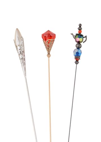 Image of Alilang Classic Vintage 3Pcs Hat Brooch Pin Set with Rhinestone and Pearl Accents for Scarves and Hats Lapel Pin Accessories