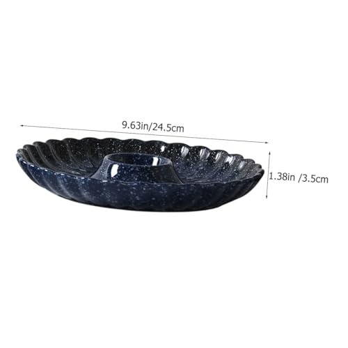 Plato de cerámica para sushi con plato para salsa azul miniatura 2
