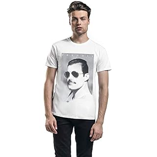 Queen Freddie Mercury – Sunglasses Homme T-Shirt Manches Courtes Blanc Regular/Coupe Standard - Les Beatles, Paul McCartney, John Lennon, RIngo Starr, George Harrison Queen Freddie Mercury - Sunglasses Homme T-Shirt Manches Courtes Blanc Regular/Coupe Standard – Image 4