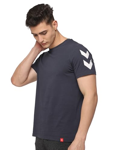 Image of hummel Legacy Round Neck Cotton Rich Half Sleeve Solid Regular fit Cottonpoly T-Shirt for Men Comfortable Soft Breathable Fabric Stretchable for Everyday Use Ideal for Casualwear