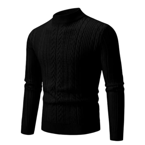 Men's Mock Neck Knitted Sweater Solid Color Slim Fit Warm Knit Pullover Casual Ribbed Thermal