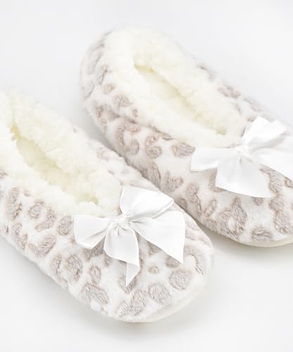 Image of Keyela Women Fuzzy Animal Slipper Socks, Non Slip Indoor House Slippers | Soft fuzzy plush material, cute animal design with gripper sole for bedroom, lounge indoor daily wear