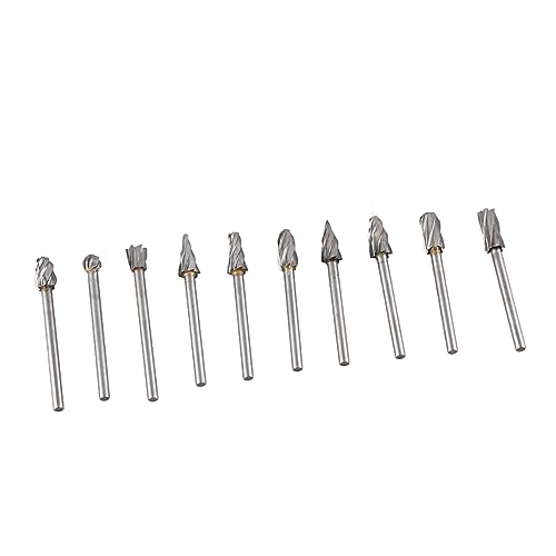 Juego de fresas de carburo Drfeify 10 pzas 3mm miniatura 1