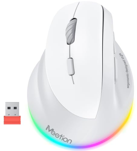 Image of MEETION Left-Handed Wireless Ergonomic Vertical Mouse, Rechargeable - Gray