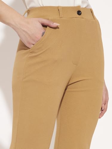 Image of Vogaan Women High Rise High Waist Trousers Flared Korean Style Formal Pants| Elegant Workwear for Office, College & Events