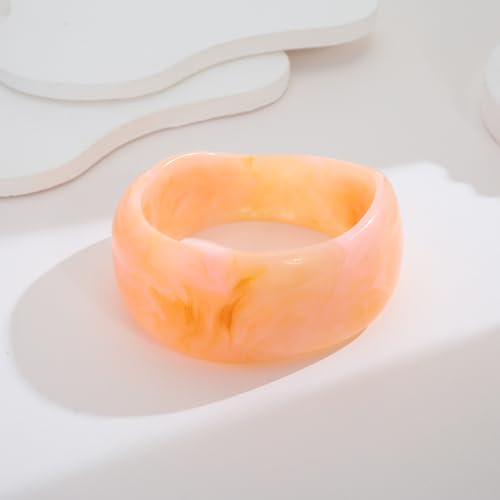 WOWORAMA Colorful Resin Acrylic Bangle Bracelets for Women Geometric Chunky Mottled Acetate Resin Bangles Wide Acrylic Plastic Bracelets Statement Jewelry