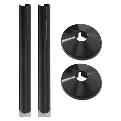 2 Set Radiator Pipe Covers, Black Pipe Covers 15mm, Black Radiator Cover, Durable Plastic Collars & Sleeves, Easy to Install and Remove, Perfect for Finishing and Protecting Exposed Pipe Holes
